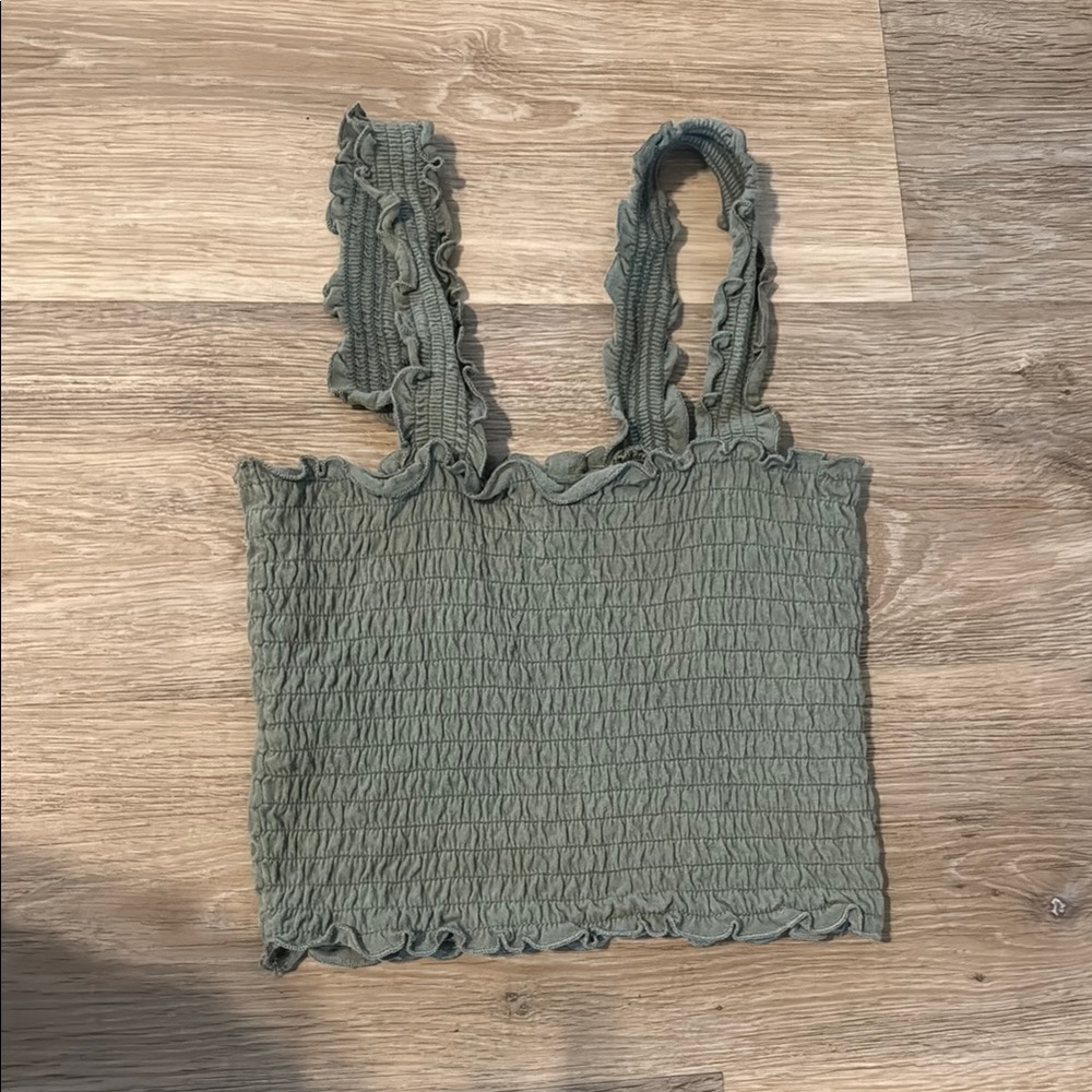 Green Ruffled Women's Top